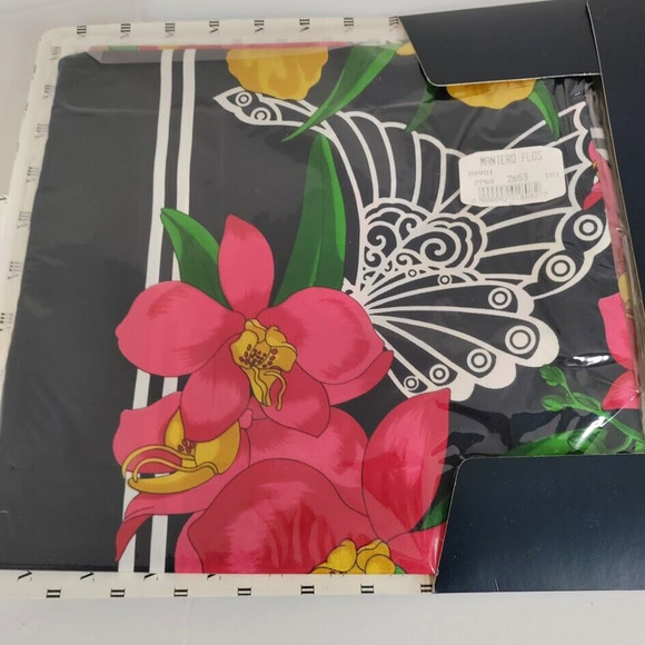 Mantero VIII Collection Silk Scarf Made In Italy Floral Black - New in Package - Picture 7 of 11